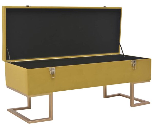 Lavice s úložným prostorem 105 cm hořčicová samet 247571