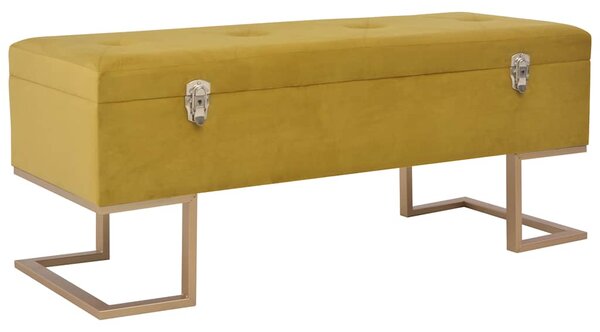 Lavice s úložným prostorem 105 cm hořčicová samet 247571