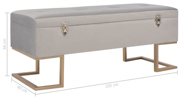 Lavice s úložným prostorem 105 cm šedá samet 247573