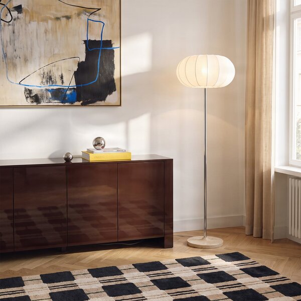 Stojací Lampa NOLA, Elovie, Bílá, Obývací pokoj, Tkanina / Textil, Skandinávský