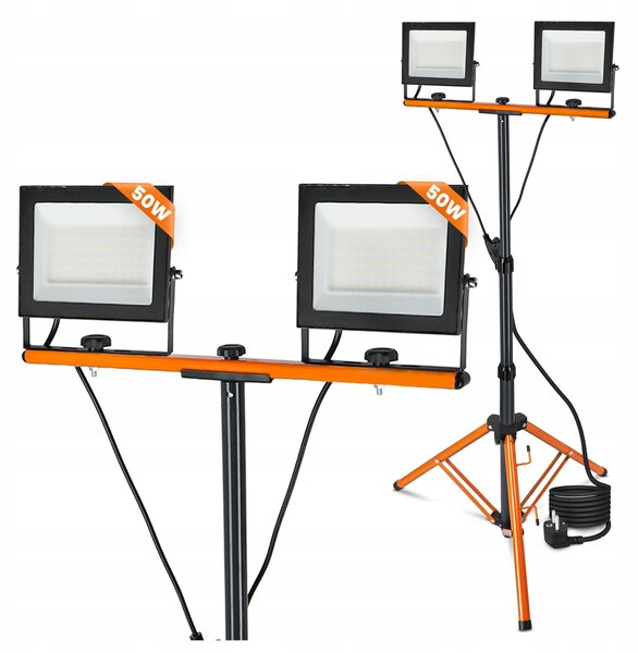 Solární LED reflektor 2 × 50 W, 2 × 5500 lm, IP65