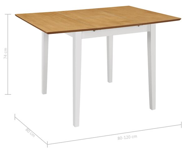 Rozkládací jídelní stůl bílý (80–120) x 80 x 74 cm MDF 247625