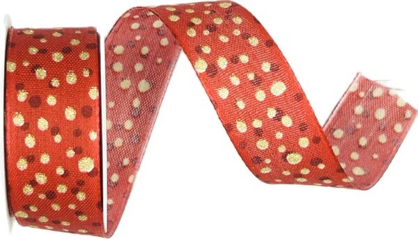 Stuha vánoční STARDUST RED červená 25mm x 2m(12,-Kč/m)