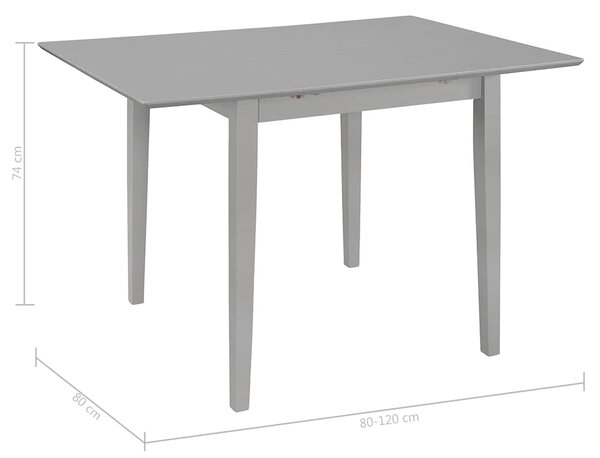 Rozkládací jídelní stůl šedý (80–120) x 80 x 74 cm MDF 247627