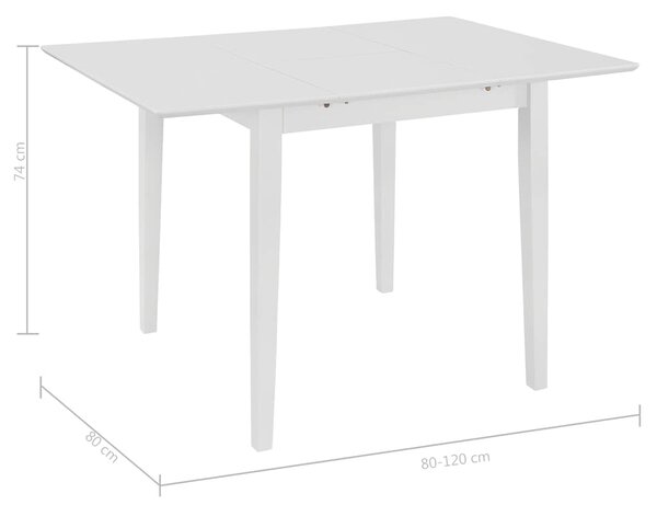 Rozkládací jídelní stůl bílý (80–120) x 80 x 74 cm MDF 247626