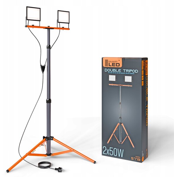 Solární LED reflektor 2 × 50 W, 2 × 5500 lm, IP65