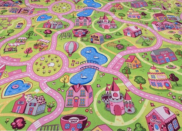 Breno Metrážový koberec SWEET TOWN 26 – růžová silnice, šíře 400 cm