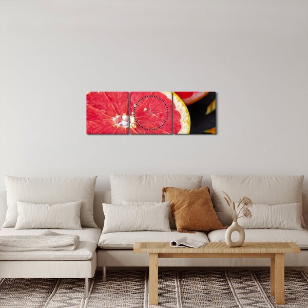 Obraz rozkrojených grapefruitů (s hodinami) (90x30 cm)