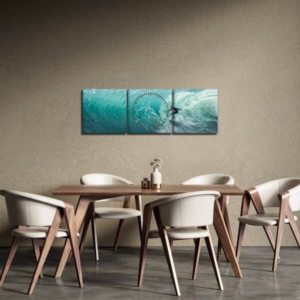 Obraz surfování (s hodinami) (90x30 cm)