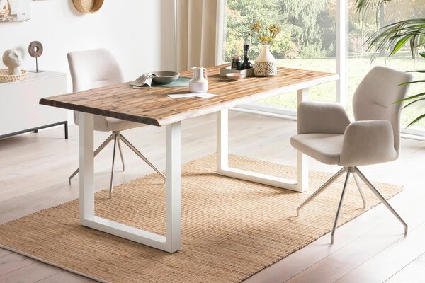 JÍDELNÍ STŮL, přírodní barvy, bílá, 140/80/75 cm MID.YOU - Jídelní stoly, Online Only