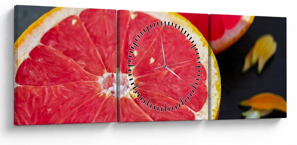 Obraz rozkrojených grapefruitů (s hodinami) (90x30 cm)