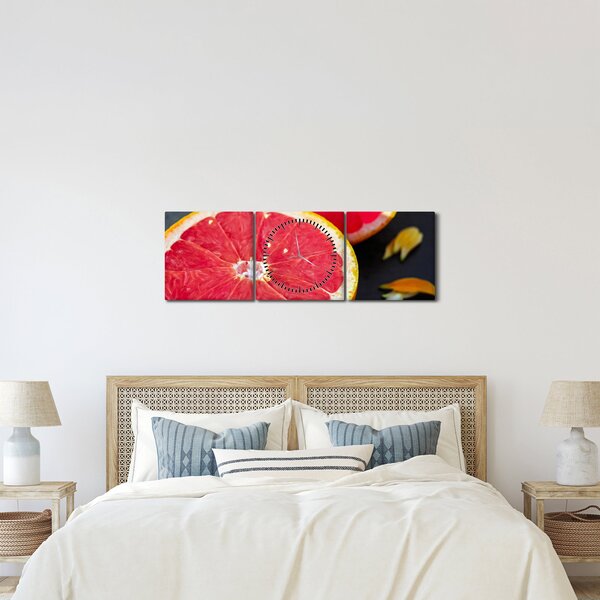 Obraz rozkrojených grapefruitů (s hodinami) (90x30 cm)