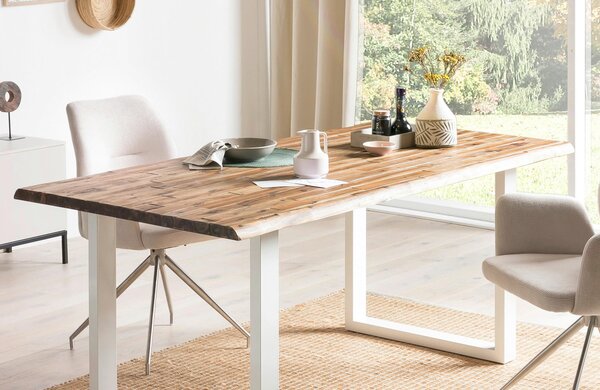 JÍDELNÍ STŮL, přírodní barvy, bílá, 140/80/75 cm MID.YOU - Jídelní stoly, Online Only