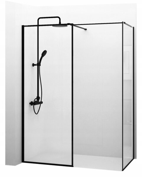Rea - Bler sprchový kout 70x80cm, 8mm čiré sklo, černý profil, KOMPL-BLER070080