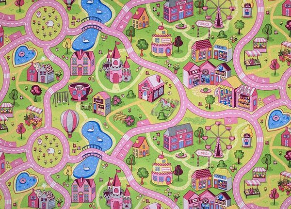 Breno Metrážový koberec SWEET TOWN 26 – růžová silnice, šíře 400 cm