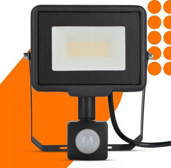 Solární LED reflektor 30 W, IP65, úhel 120°, 16 × 12 × 3 cm