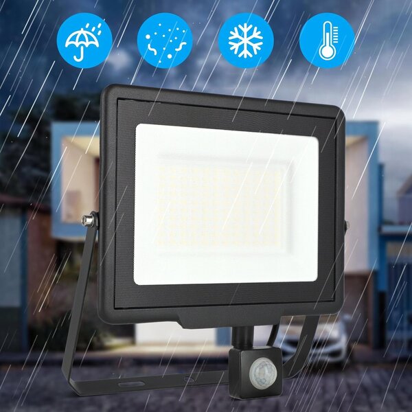 LED reflektor 100 W, 4500 K, IP65, úhel 120°, 24 × 23 × 3 cm