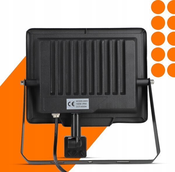 LED reflektor 100 W, 4500 K, IP65, úhel 120°, 24 × 23 × 3 cm