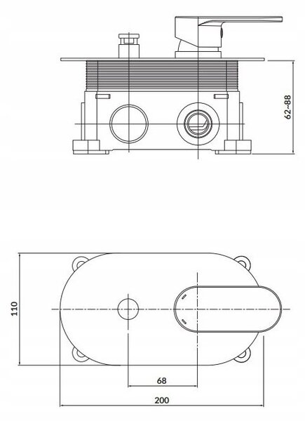 Cersanit Crea, vanová - sprchová podomítková baterie + BOX, chromová, S951-305