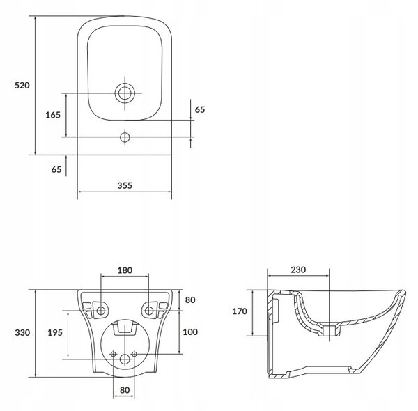 Cersanit Larga Square, závěsný bidet, bílá, K120-012