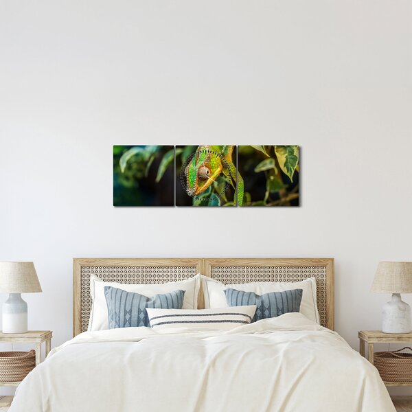 Obraz chameleona (s hodinami) (90x30 cm)