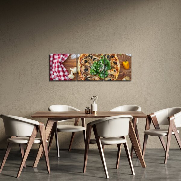Obraz pizzy (s hodinami) (90x30 cm)