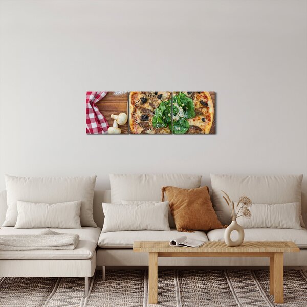 Obraz pizzy (s hodinami) (90x30 cm)