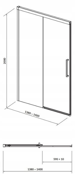 Cersanit Crea, posuvné dveře do otvoru 140x200 cm, 8mm čiré sklo, chromový profil, S159-008