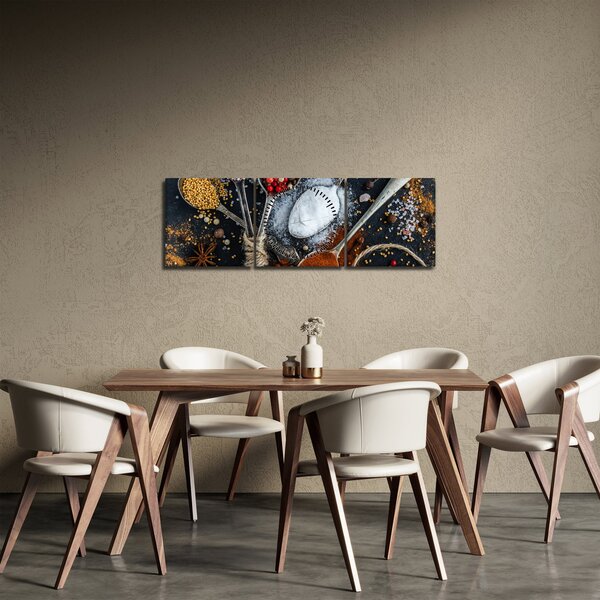 Obraz lžic s kořením (s hodinami) (90x30 cm)
