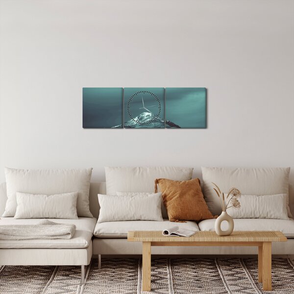Obraz hory (s hodinami) (90x30 cm)