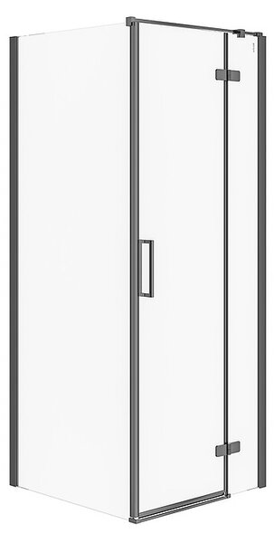 Cersanit Jota, rohový sprchový kout 80 (dveře pravé) x 80 (stěna) x 195, 6mm čiré sklo, černý profil, S160-008
