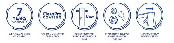 Cersanit Mille, sprchová zástěna typu Walk-In 80x200 cm, 8mm čiré sklo, chromový profil, S161-005
