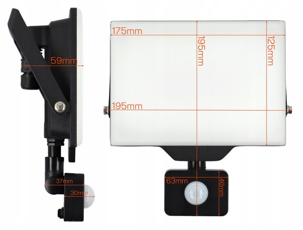 LED reflektor 50 W s pohybovým čidlem, 4500 K, IP65, úhel 120°