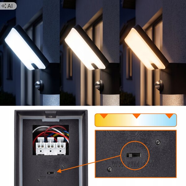 LED reflektor 20 W s pohybovým čidlem, teplá bílá, IP65