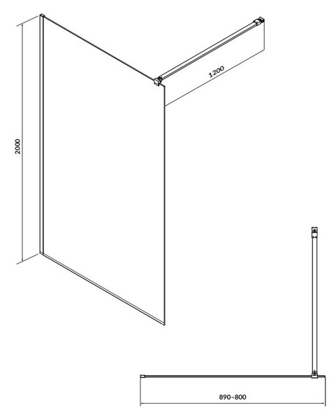 Cersanit Mille, sprchová zástěna typu Walk-In 90x200 cm, 8mm čiré sklo, chromový profil, SS161-006