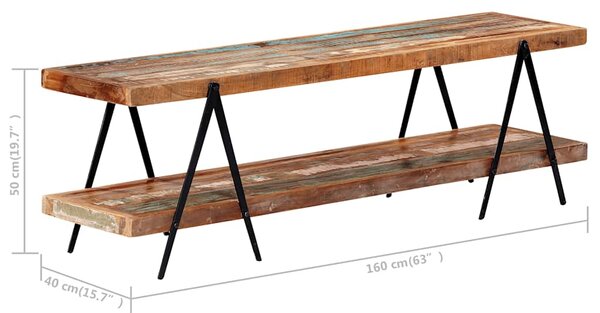 TV stolek 160 x 40 x 50 cm masivní recyklované dřevo 247886