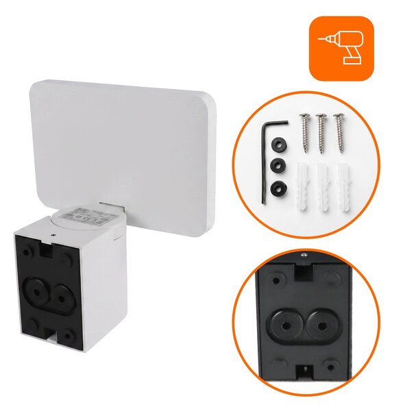 Bílý LED reflektor 20 W s pohybovým čidlem, IP65, teplá bílá