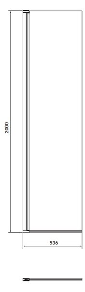 Cersanit Mille, otočná sprchová zástěna typu Walk-In 50x200 cm, 8mm čiré sklo, černý profil, S161-012