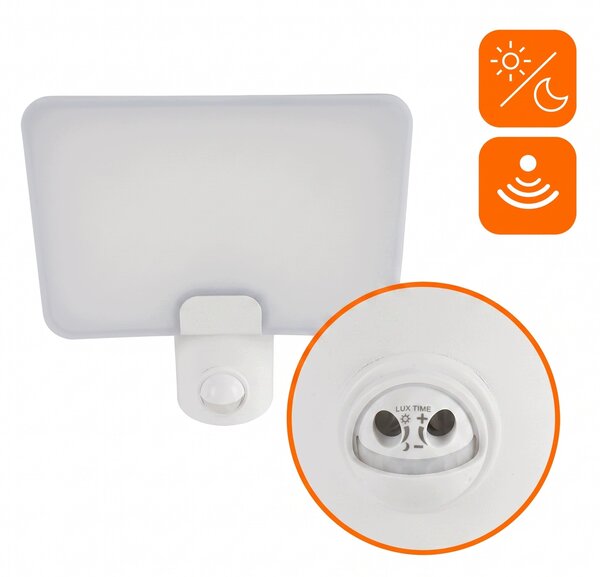 Bílý LED reflektor 20 W s pohybovým čidlem, IP65, teplá bílá