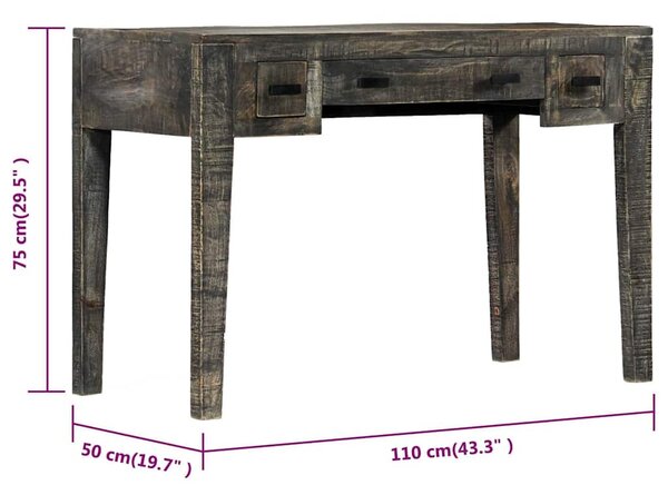 Psací stůl černý 110 x 50 x 75 cm masivní mangovníkové dřevo 247913