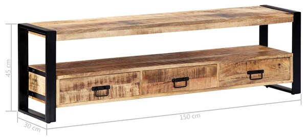 TV stolek 150 x 30 x 45 cm masivní mangovníkové dřevo 247906