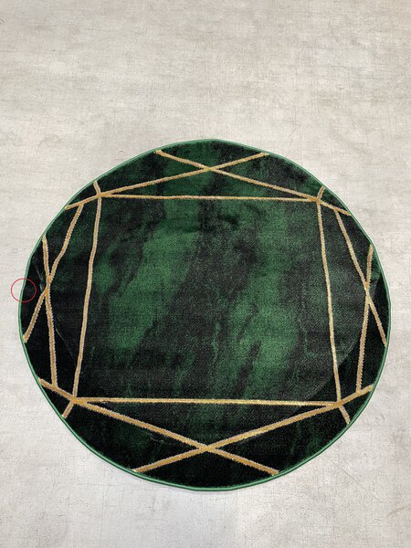 Dywany Łuszczów, POŠKOZENÝ Kusový koberec Emerald 1022 green and gold kruh, 120x120 (průměr) kruh, zelená, ložnice