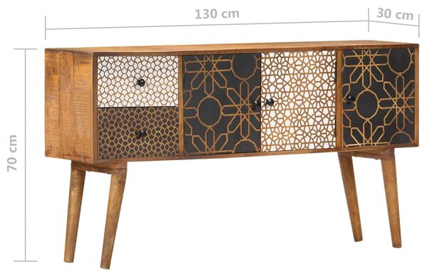 Příborník s potiskem 130 x 30 x 70 cm masivní mangovník 247917