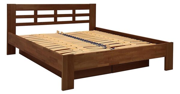 Dvoulůžková postel z masivu s úložným prostorem ANGELA 180x200 cm ořech tmavý