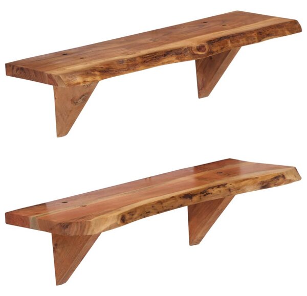 Nástěnné police 2 ks 60 x 20 x 18 cm masivní akáciové dřevo 247927