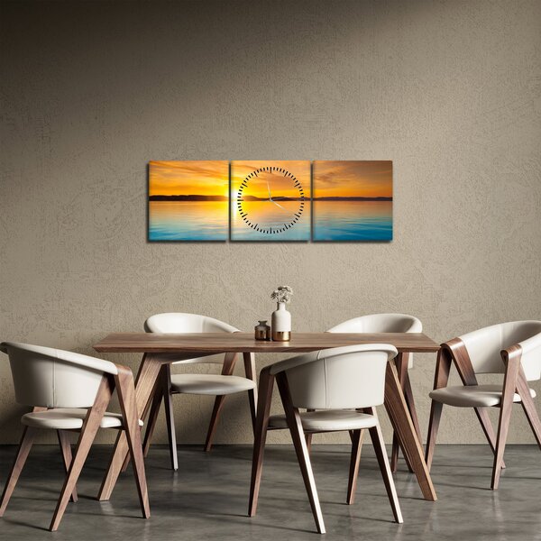Obraz východu slunce (s hodinami) (90x30 cm)