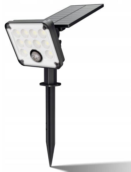 LED solární zápichové svítidlo 400 lm s pohybovým čidlem, 4 W, neutrální bílá, IP65, 9 × 14 cm