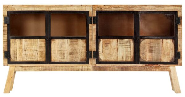 Příborník hnědo-černý 160 x 30 x 80 cm masivní hrubý mangovník 247994
