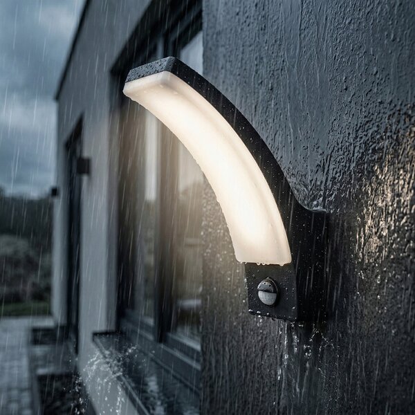 LED fasádní svítidlo 12 W s pohybovým čidlem, IP54, neutrální bílá