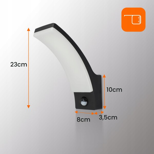 LED fasádní svítidlo 12 W s pohybovým čidlem, IP54, neutrální bílá